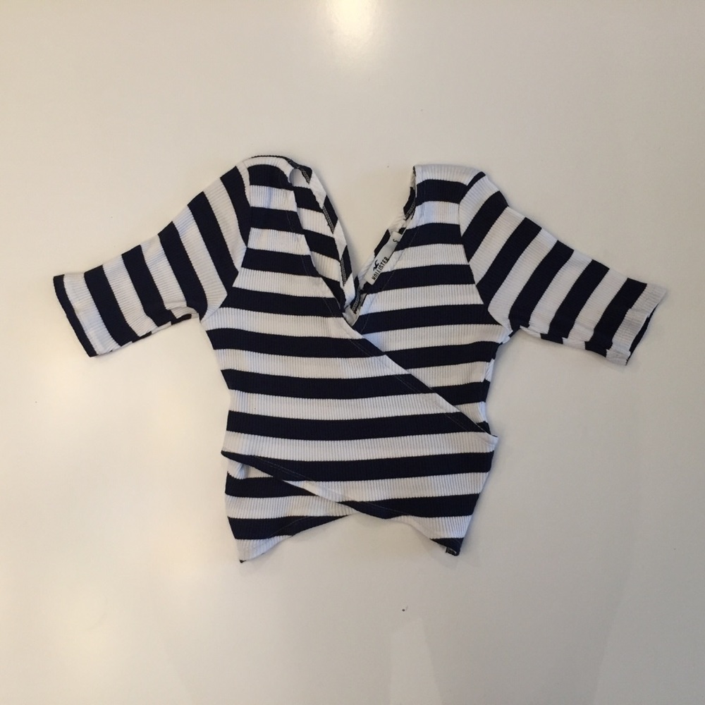 NWT Striped wrap crop top
